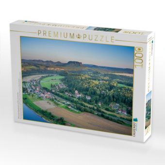Produktbild: CALVENDO Puzzle Blick von der Basteiaussicht auf Elbe und Lilienstein | 1000 Teile Lege-Gr&ouml;&szlig;e 64x48cm Foto-Puzzle f&uuml;r gl&uuml;ckliche Stunden