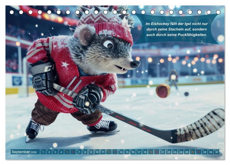 Produktbild: Der tierisch lustige Eishockey Kalender (Tischkalender 2026 DIN A5 quer), CALVENDO Monatskalender
