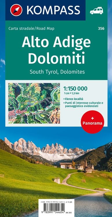 Produktbild: KOMPASS Autokarte S&uuml;dtirol, Dolomiten, South Tyrol, Dolomites 1:150.000