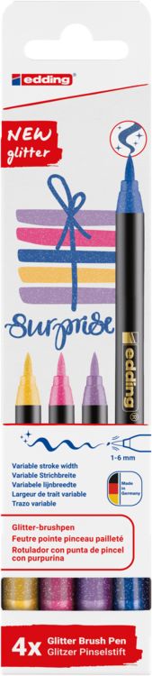 Produktbild: edding 1340 glitzer Pinselstift 4er Set