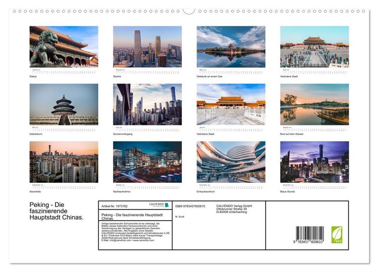 Produktbild: Peking - Die faszinierende Hauptstadt Chinas. (Wandkalender 2026 DIN A2 quer), CALVENDO Monatskalender