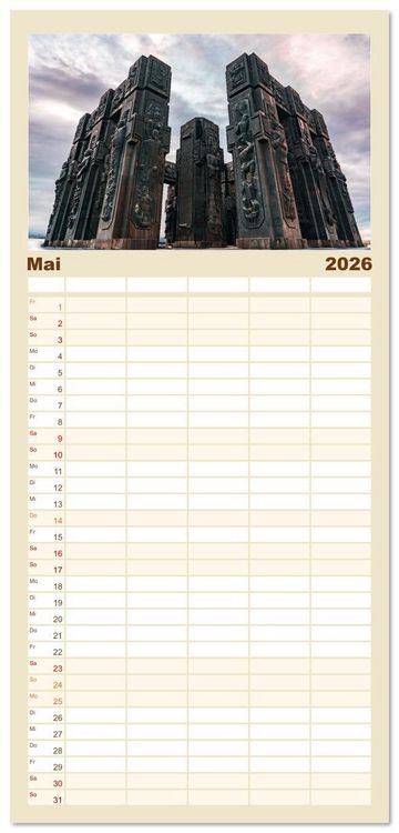 Produktbild: Familienplaner 2026 - Georgien - Neuzeit-Chroniken mit 5 Spalten (Wandkalender, 21 x 45 cm) CALVENDO