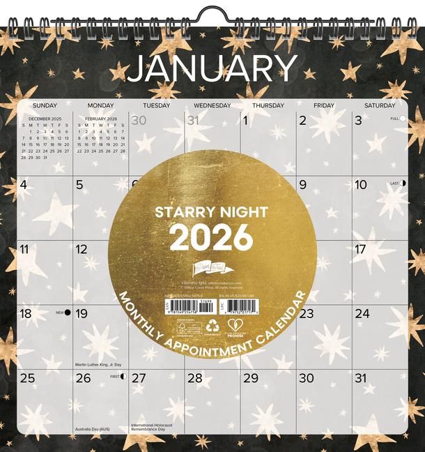 Produktbild: Starry Night 2026 12 X 12 Spiral Wall Calendar
