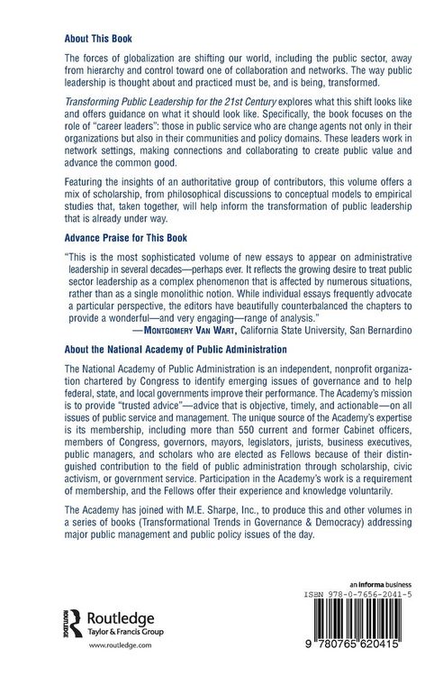 Produktbild: Transforming Public Leadership for the 21st Century
