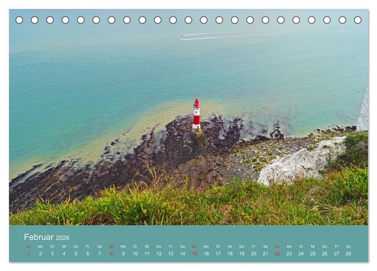 Produktbild: Englische Leuchtt&uuml;rme - Leuchtfeuer entlang Englands K&uuml;ste (Tischkalender 2026 DIN A5 quer), CALVENDO Monatskalender