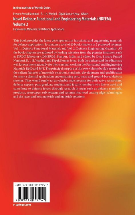 Produktbild: Novel Defence Functional and Engineering Materials (NDFEM) Volume 2