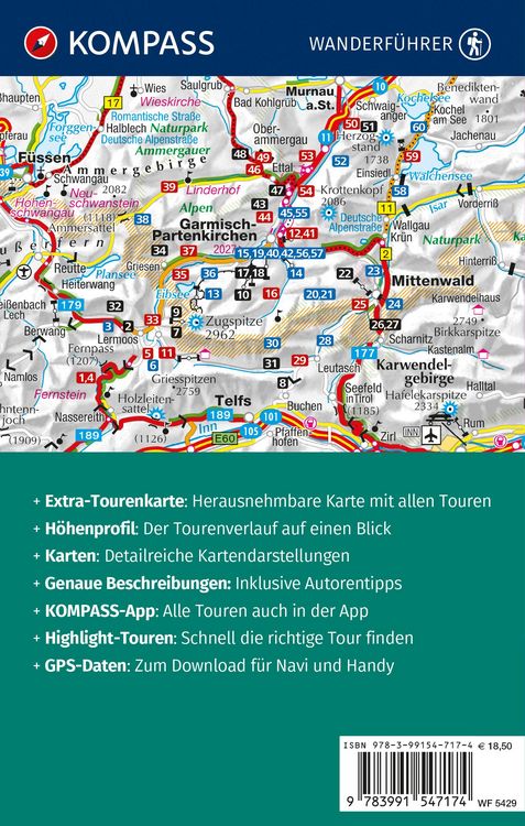 Produktbild: KOMPASS Wanderf&uuml;hrer Zugspitze, Werdenfelser Land, 60 Touren mit Extra-Tourenkarte