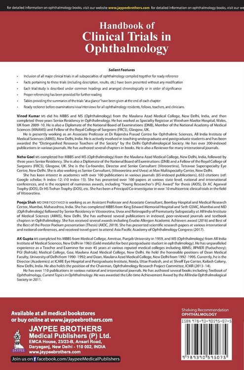 Produktbild: Handbook of Clinical Trials in Ophthalmology