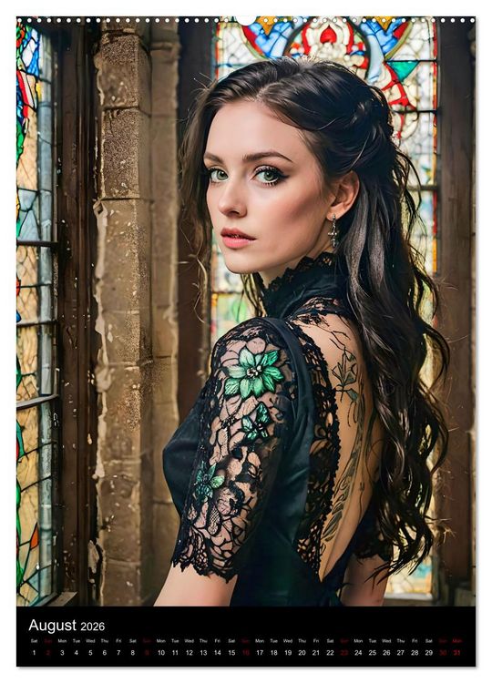 Produktbild: AI Gothic world - Mystical beauties of the night (Wall Calendar 2026 DIN A2 portrait), CALVENDO 12 Month Wall Calendar
