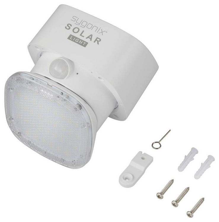 Produktbild: Sygonix SY-4673534 Solar-Au&szlig;enwandleuchte mit Bewegungsmelder LED LED fest eingebaut 20 W Wei&szlig;