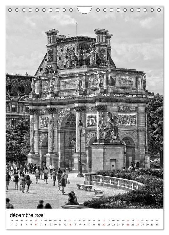Produktbild: Paris noir blanc (Calendrier mural 2026 DIN A4 horizontal), CALVENDO calendrier mensuel