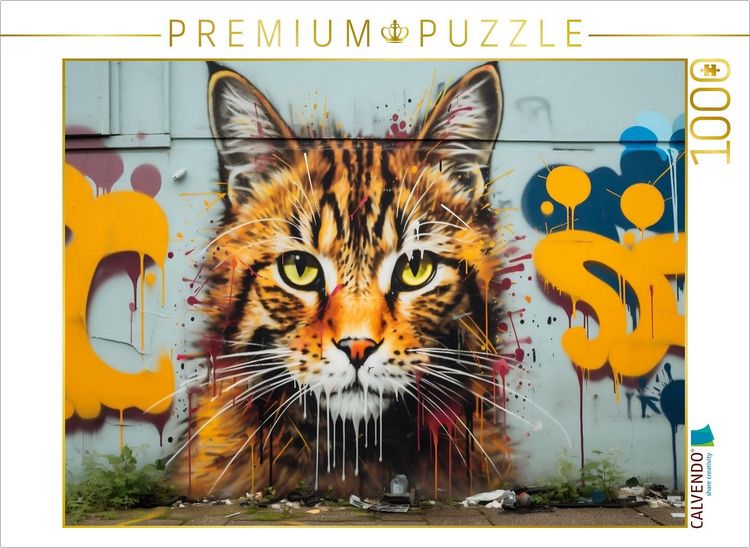 Produktbild: CALVENDO Puzzle Ein Motiv aus dem Kalender "Graffiti Katzen" | 1000 Teile Lege-Gr&ouml;&szlig;e 64x48cm Foto-Puzzle f&uuml;r gl&uuml;ckliche Stunden