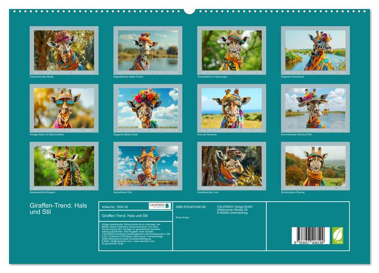 Produktbild: Giraffen-Trend. Hals und Stil (hochwertiger Premium Wandkalender 2026 DIN A2 quer), Kunstdruck in Hochglanz