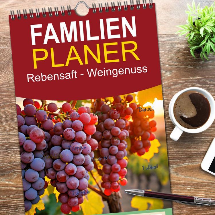 Produktbild: Familienplaner 2026 - Rebensaft - Weingenuss mit 5 Spalten (Wandkalender, 21 x 45 cm) CALVENDO