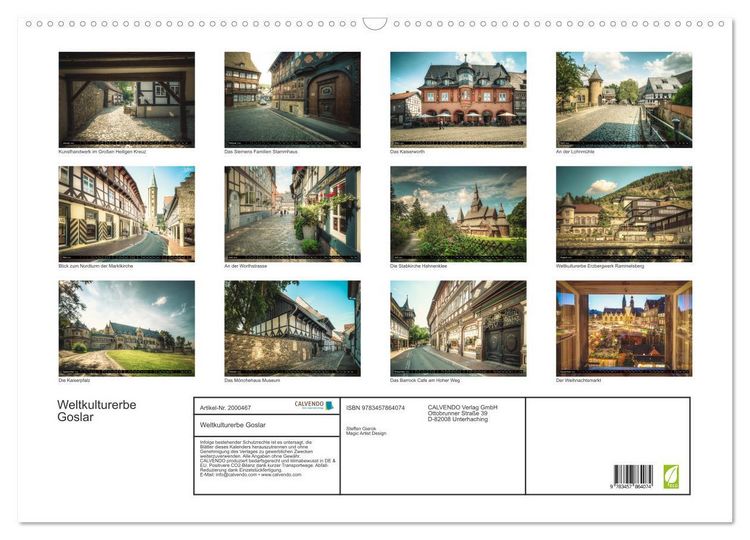 Produktbild: Weltkulturerbe Goslar (Wandkalender 2026 DIN A2 quer), CALVENDO Monatskalender