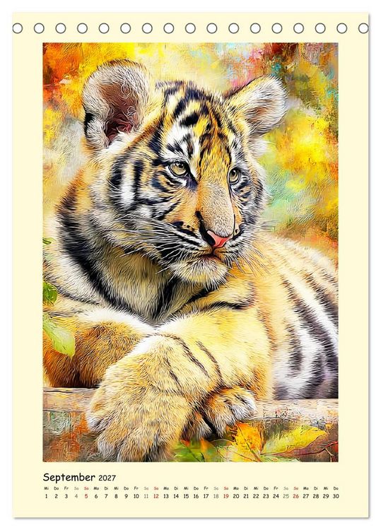 Produktbild: Raubkatzen. Moderne Paintings wilder Eleganz (Tischkalender 2027 DIN A5 hoch), CALVENDO Monatskalender