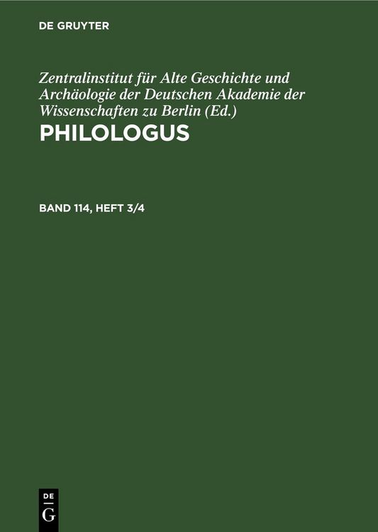 Produktbild: Philologus. Band 114, Heft 3/4