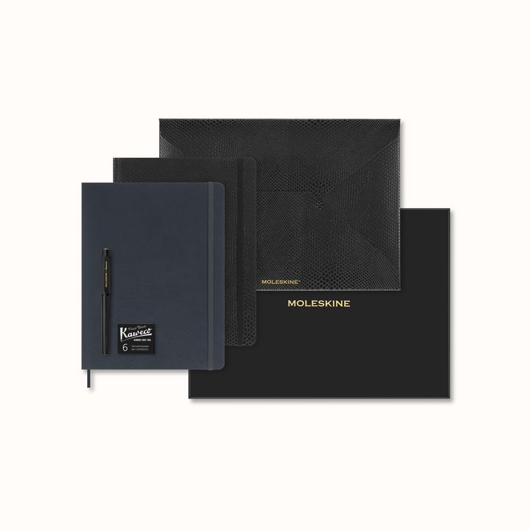 Produktbild: Moleskine Vegea Notizb&uuml;cher (2x), XL, liniert, weicher Einband, schwarz und Capri Petroleum
