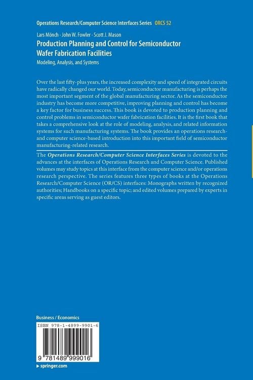 Produktbild: Production Planning and Control for Semiconductor Wafer Fabrication Facilities