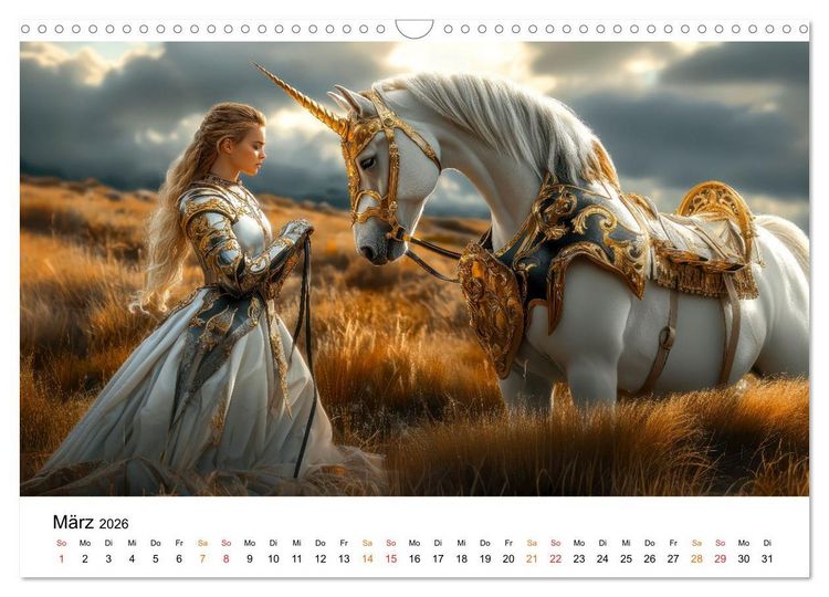 Produktbild: Einhorn-Welten - zwischen Fantasie und Wirklichkeit (Wandkalender 2026 DIN A3 quer), CALVENDO Monatskalender