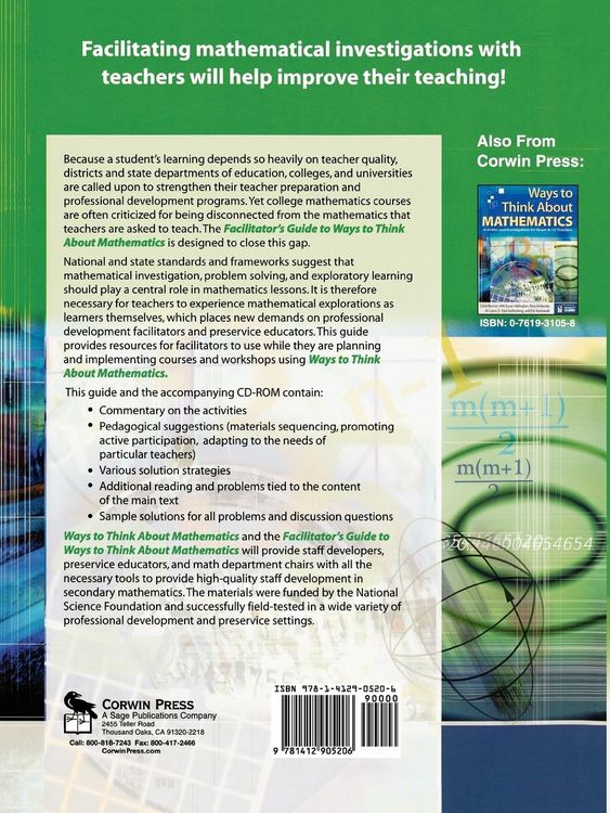 Produktbild: Facilitator's Guide to Ways to Think about Mathematics