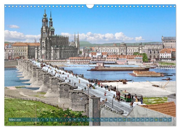Produktbild: Historisches Dresden um 1900 neu restauriert und detailkoloriert (Wandkalender 2026 DIN A3 quer), CALVENDO Monatskalender