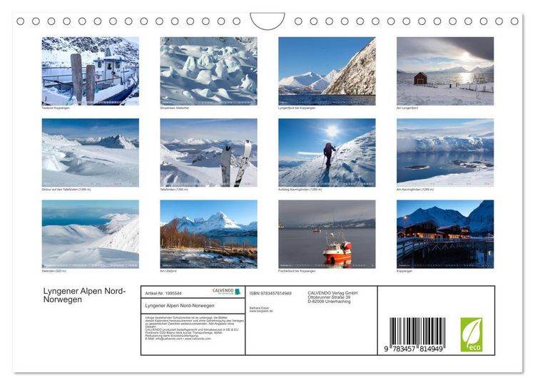 Produktbild: Lyngener Alpen Nord-Norwegen (Wandkalender 2026 DIN A4 quer), CALVENDO Monatskalender