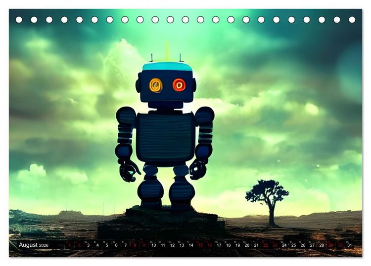 Produktbild: Roboter - Computertr&auml;ume aus der KI (Tischkalender 2026 DIN A5 quer), CALVENDO Monatskalender