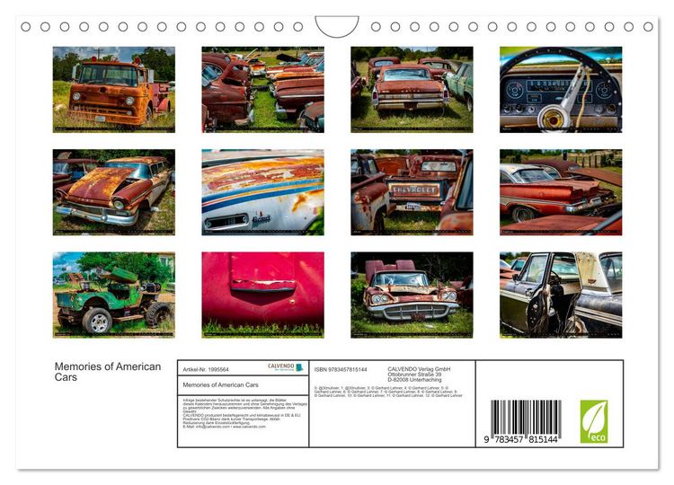 Produktbild: Memories of American Cars (Wandkalender 2026 DIN A4 quer), CALVENDO Monatskalender