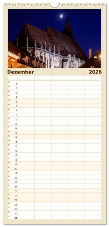 Produktbild: Familienplaner 2026 - Kirchen und Kl&ouml;ster in Rum&auml;nien mit 5 Spalten (Wandkalender, 21 x 45 cm) CALVENDO