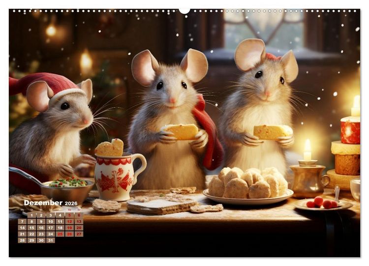 Produktbild: Ein Jahr im Leben von Familie Maus (hochwertiger Premium Wandkalender 2026 DIN A2 quer), Kunstdruck in Hochglanz