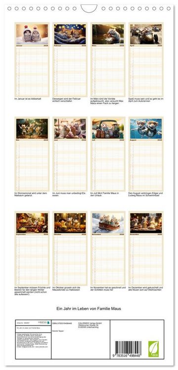 Produktbild: Familienplaner 2026 - Ein Jahr im Leben von Familie Maus mit 5 Spalten (Wandkalender, 21 x 45 cm) CALVENDO