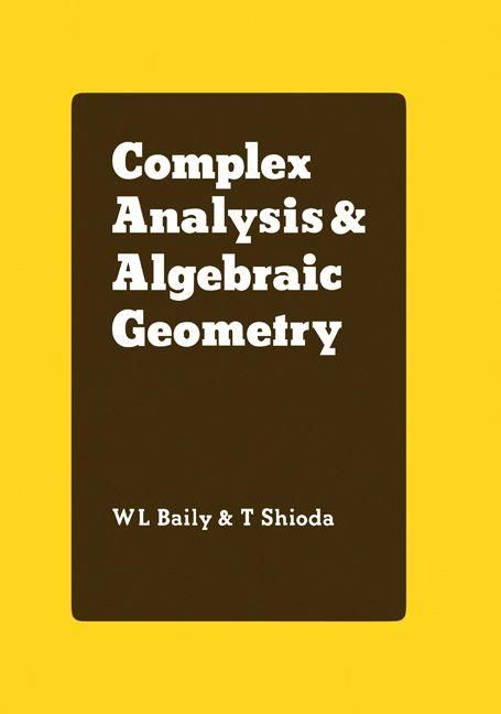 Produktbild: Complex Analysis and Algebraic Geometry