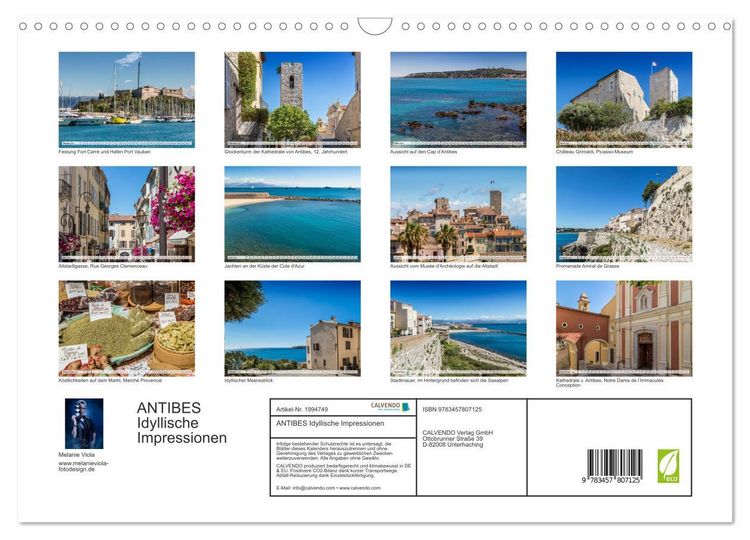Produktbild: ANTIBES Idyllische Impressionen (Wandkalender 2026 DIN A3 quer), CALVENDO Monatskalender