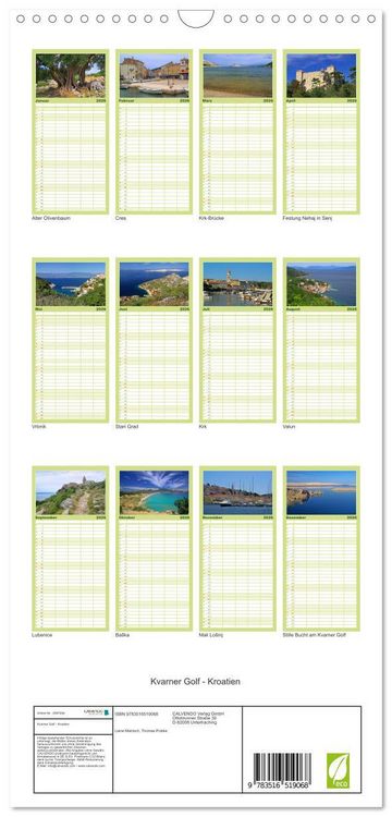 Produktbild: Familienplaner 2026 - Kvarner Golf - Kroatien mit 5 Spalten (Wandkalender, 21 x 45 cm) CALVENDO