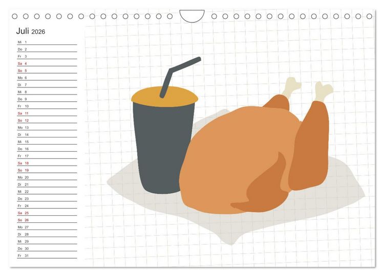 Produktbild: Fast Food Illustration (Wandkalender 2026 DIN A4 quer), CALVENDO Monatskalender