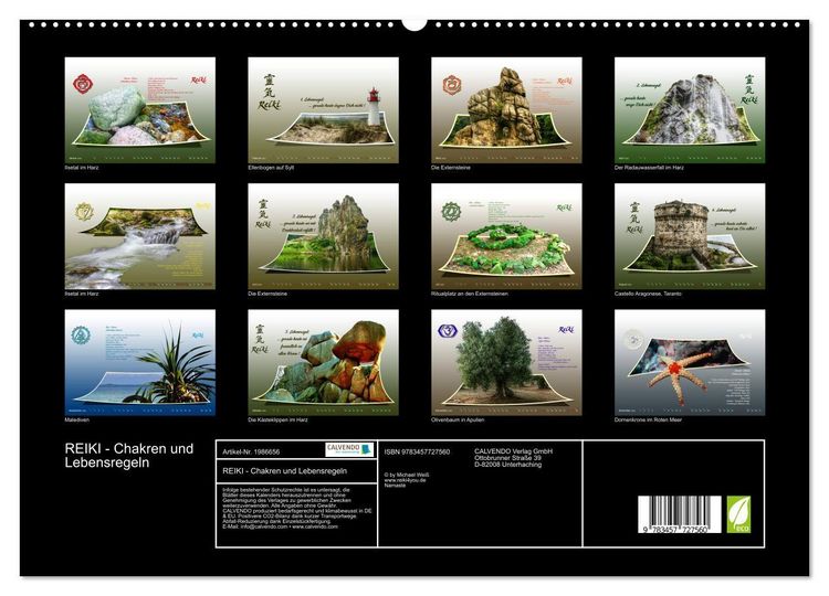 Produktbild: REIKI - Chakren und Lebensregeln (hochwertiger Premium Wandkalender 2026 DIN A2 quer), Kunstdruck in Hochglanz