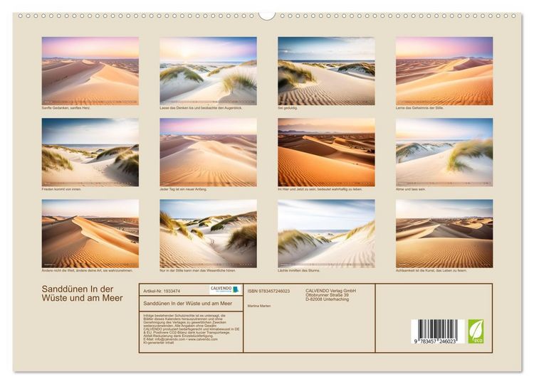 Produktbild: Sandd&uuml;nen In der W&uuml;ste und am Meer (hochwertiger Premium Wandkalender 2026 DIN A2 quer), Kunstdruck in Hochglanz