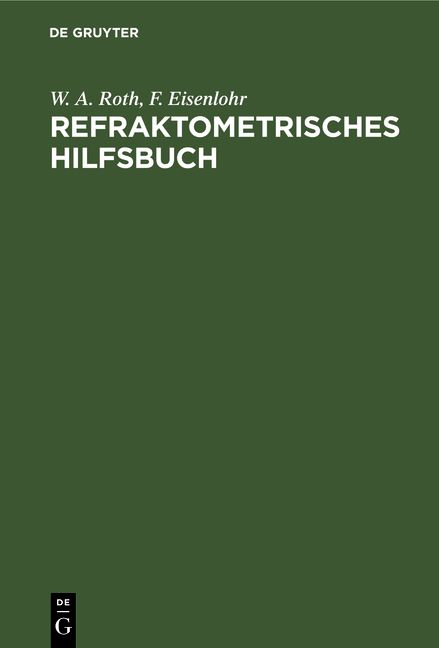 Produktbild: Refraktometrisches Hilfsbuch
