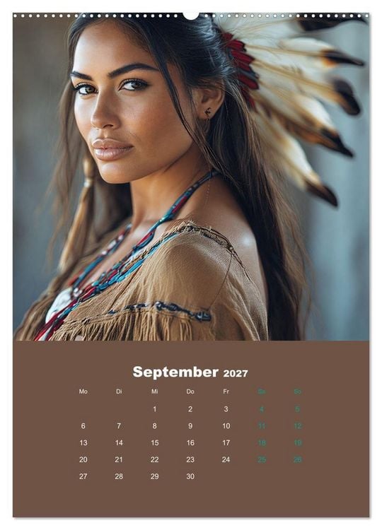 Produktbild: Indianische Sch&ouml;nheiten Kalender: Sinnliche Glamour Frauen in KI Kunst (hochwertiger Premium Wandkalender 2027 DIN A2 hoch), Kunstdruck in Hochglanz