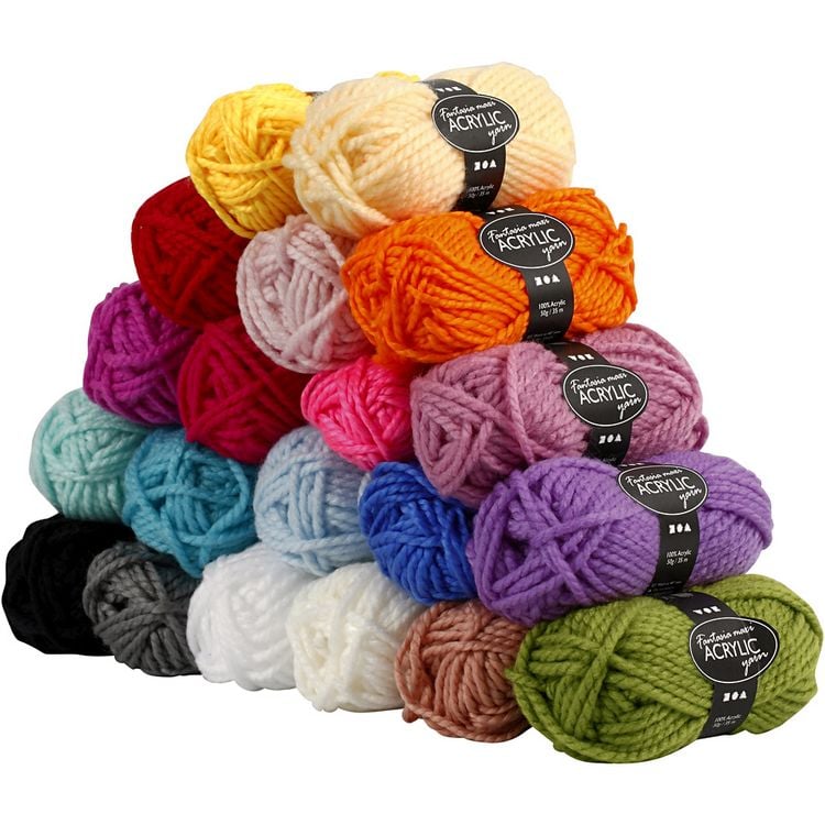 Produktbild: Creativ Company Fantasia Polyacryl-Wolle, L 35 m, Maxi, Sortierte Farben, 20x50g, 20 Kn&auml;uel