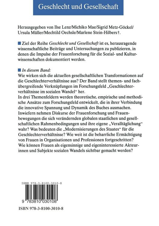 Produktbild: Geschlechterverh&auml;ltnisse im sozialen Wandel
