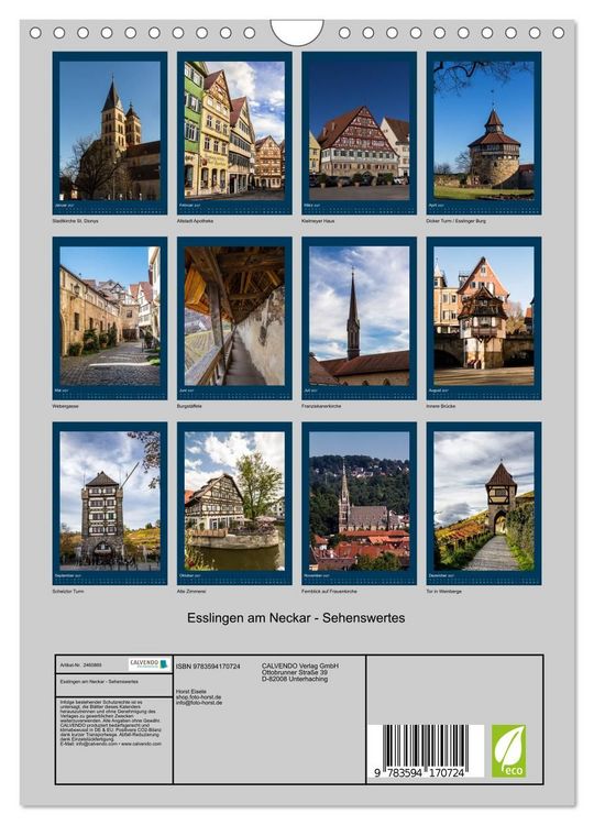 Produktbild: Esslingen am Neckar - Sehenswertes (Wandkalender 2027 DIN A4 hoch), CALVENDO Monatskalender