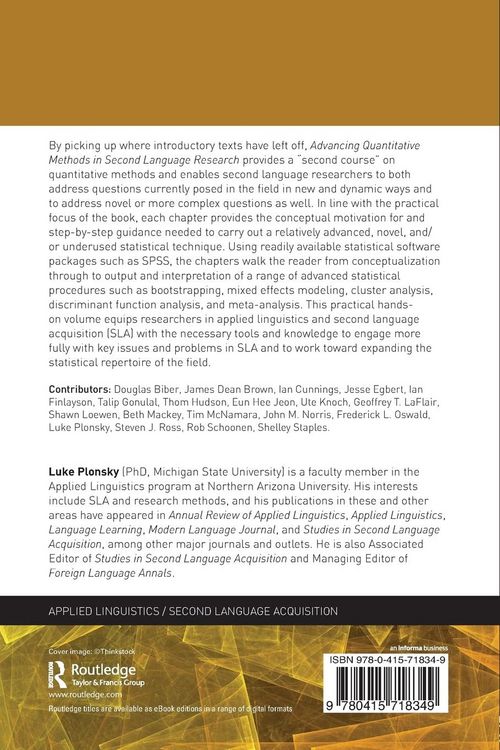 Produktbild: Advancing Quantitative Methods in Second Language Research