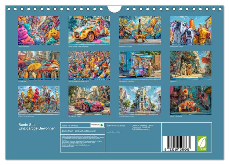 Produktbild: Bunte Stadt - Einzigartige Bewohner (Wandkalender 2026 DIN A4 quer), CALVENDO Monatskalender