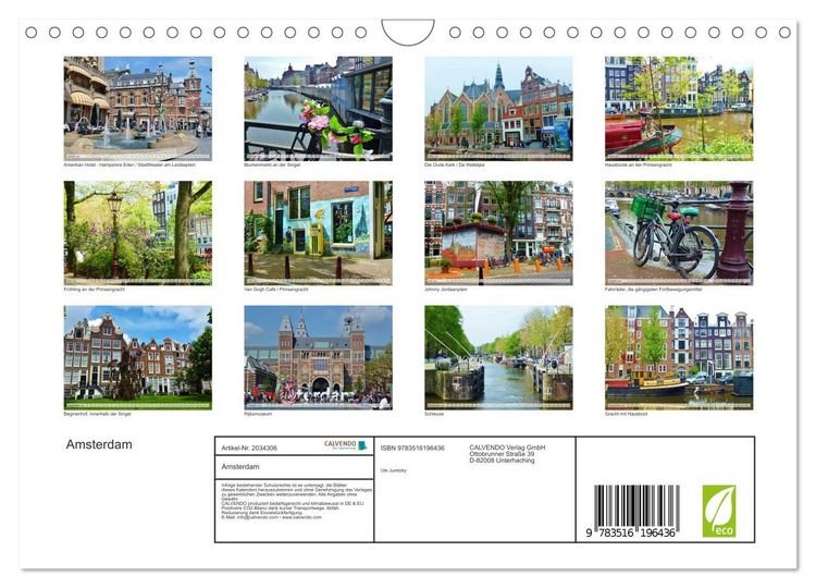 Produktbild: Amsterdam (Wandkalender 2026 DIN A4 quer), CALVENDO Monatskalender