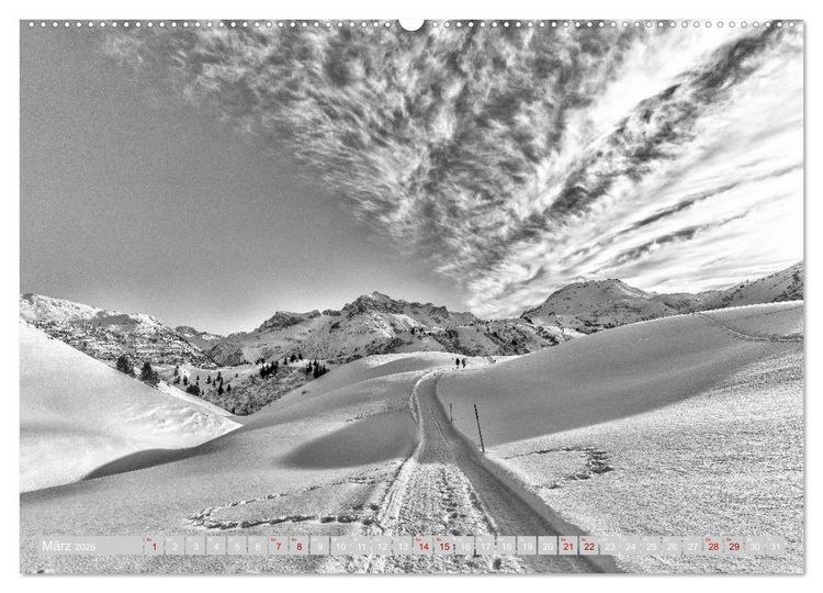 Produktbild: Arlberg black and white (hochwertiger Premium Wandkalender 2026 DIN A2 quer), Kunstdruck in Hochglanz
