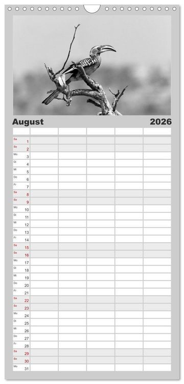 Produktbild: Familienplaner 2026 - Afrika Schwarz - Weiss mit 5 Spalten (Wandkalender, 21 x 45 cm) CALVENDO