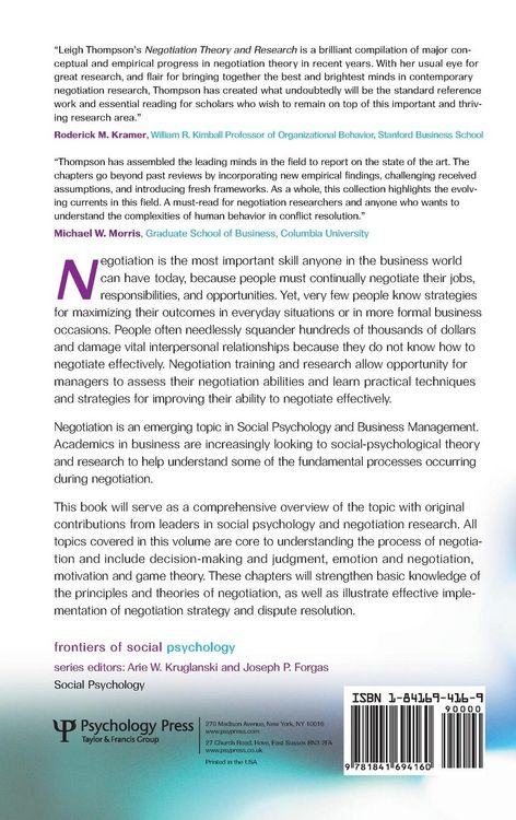 Produktbild: Negotiation Theory and Research