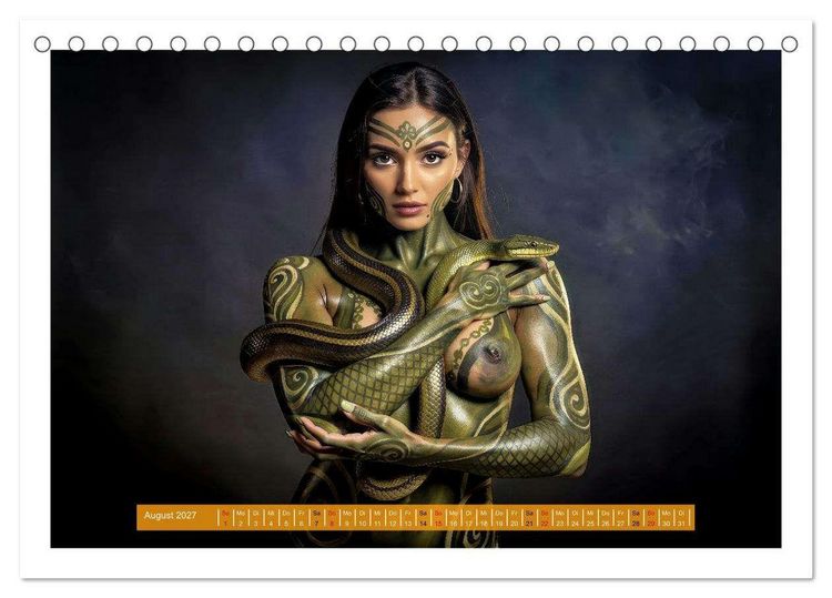 Produktbild: Body Painting mit Schlange (Tischkalender 2027 DIN A5 quer), CALVENDO Monatskalender